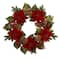 24" Poinsettia, Berry and Golden Pinecone Artificial Wreath